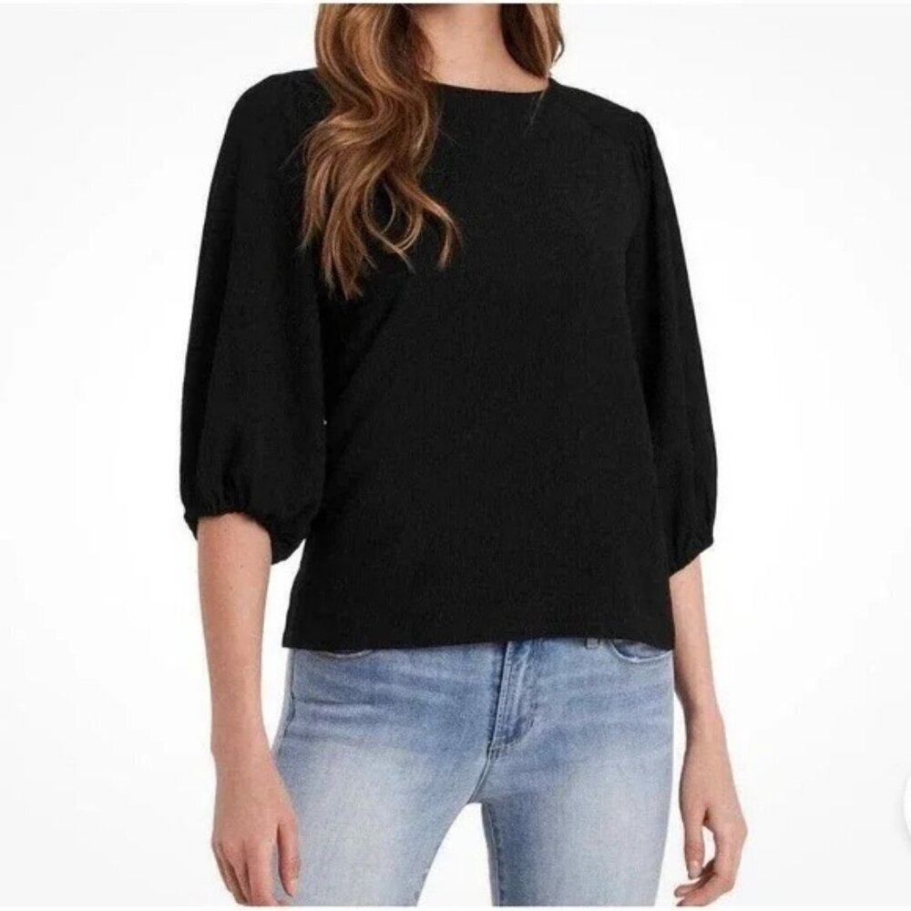 Vince Camuto Women's Black 3/4 Length Puff Sleeve Top XS